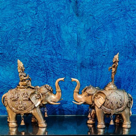 Brass Superfine Elephants Lakshmi Tirupati Pair | Budhshiv.com