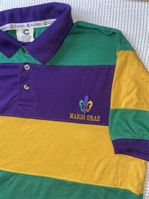 New Orleans Mardi Gras Polo Shirt Men's Medium Nola C… - Gem