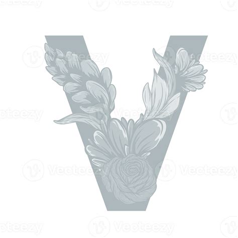 Letter V Floral Alphabet 27382285 PNG