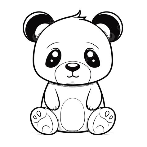 Cute Panda Bear Cartoon Coloring Pages Outline Sketch Drawing Vector ...