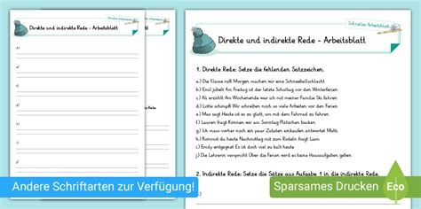 Direkte und indirekte Rede - Arbeitsblatt (teacher made)