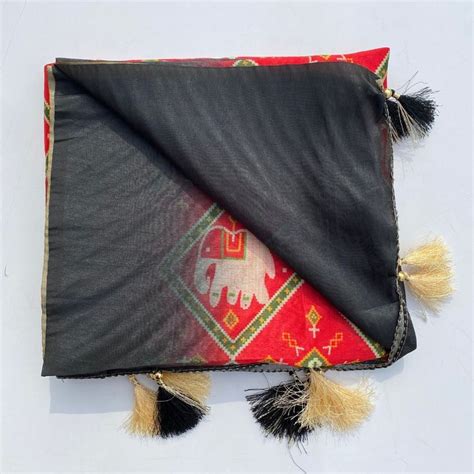 Red Black White Patola Print Silk Dupatta – anokherang