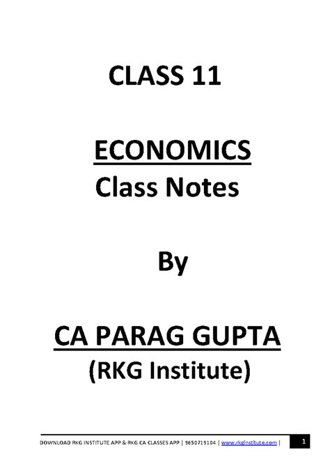 Class 11 Micro-Economics Notes by CA Parag Gupta (RKG Institute) - Studocu