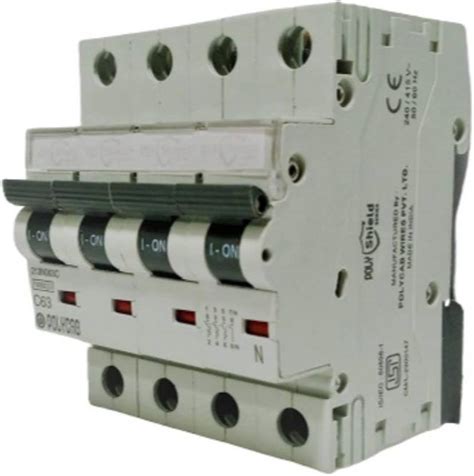 Polycab 63A C-Curve TPN MCB (White, Small) Electrical MCB MCB Price in ...