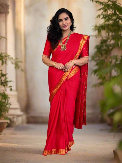 Semi Mysore Crepe (Premium, Self Double Mangoes Border) – Hema Style Studio