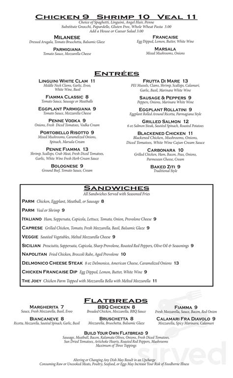Fiamma Italian Grill menu in Bethlehem, Pennsylvania, USA