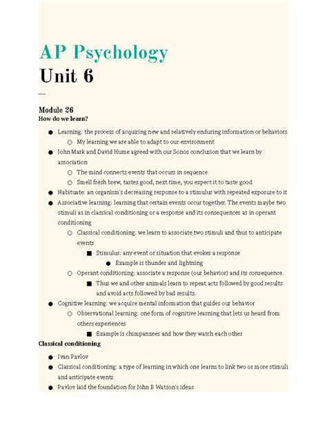Unit 6 - Study Guide - AP Psychology Unit 6 ___ Module 26 How do we ...