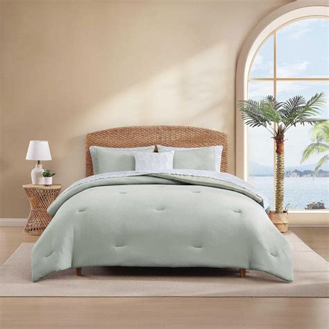 Tommy Bahama TB Seersucker 8-Piece Green Textured Polyester Queen Bed ...