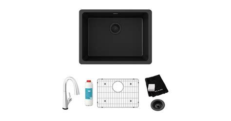 Elkay ELGU2522BK0FLC Quartz Classic 24-5/8" Undermount Single Basin ...