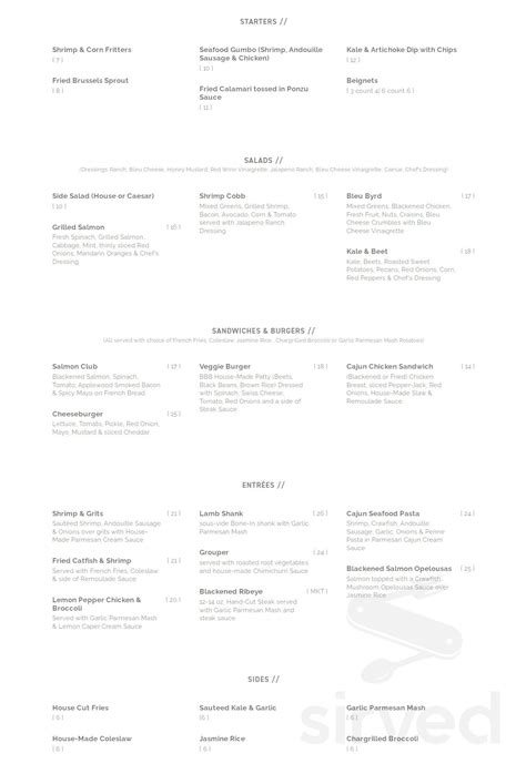 The Corner Grille menus in Atlanta, Georgia, United States
