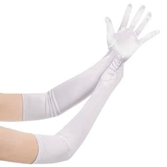 Buy Wobe Long Opera Party 20s Satin Gloves Stretchy Adult Size 20.7 ...