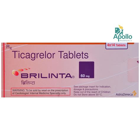 BRILINTA 60MG TABLET 14'S Price, Uses, Side Effects, Composition ...