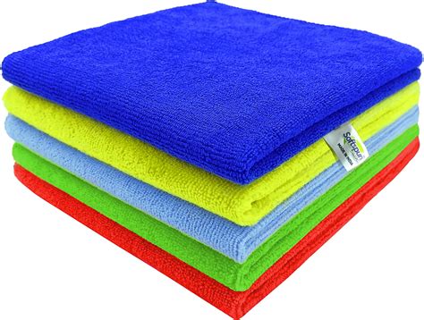 SOFTSPUN Microfiber Cloth - 5 pcs 40x40 cms 340 GSM Multicolor! Thick ...