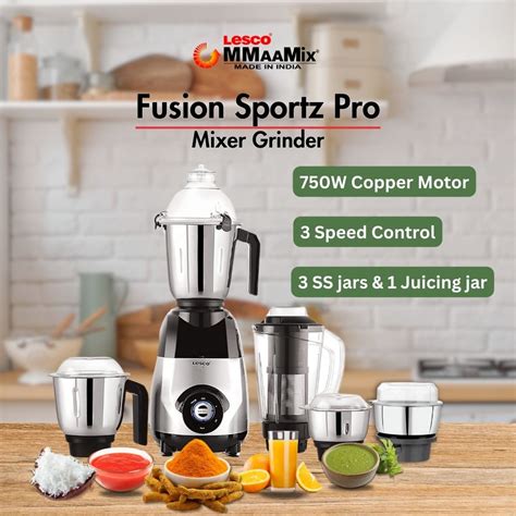 Fusion Sports Pro 750w Mixer Grinder 4 Jar with 250ml (1 unit) jar Fre ...