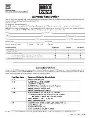Amaco Brent Warranty Registration 2013-2026 - Fill and Sign Printable ...