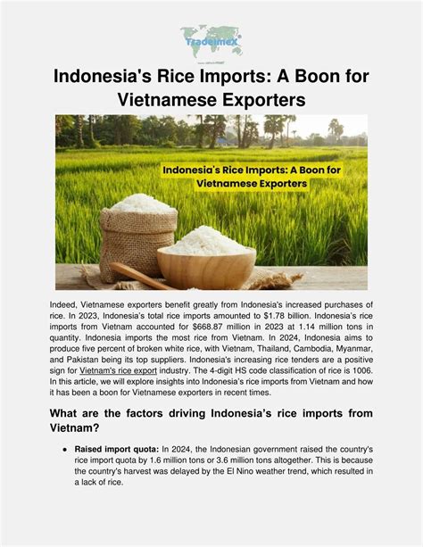 PPT - Indonesia's Rice Imports - A Boon for Vietnamese Exporters PowerPoint Presentation - ID ...