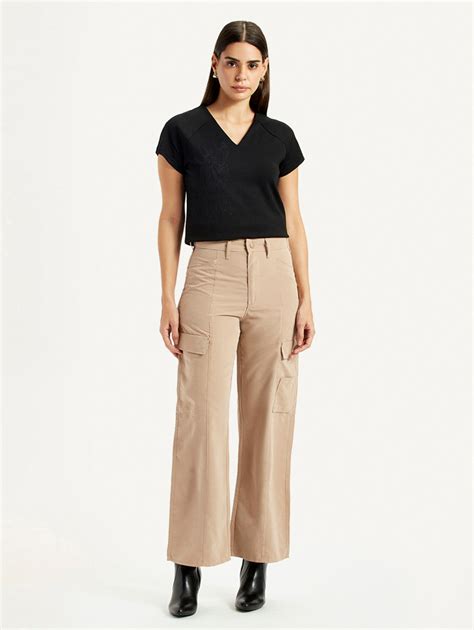 Women's High Rise Beige Wide Leg Fit Cargo Trouser – Levis India Store