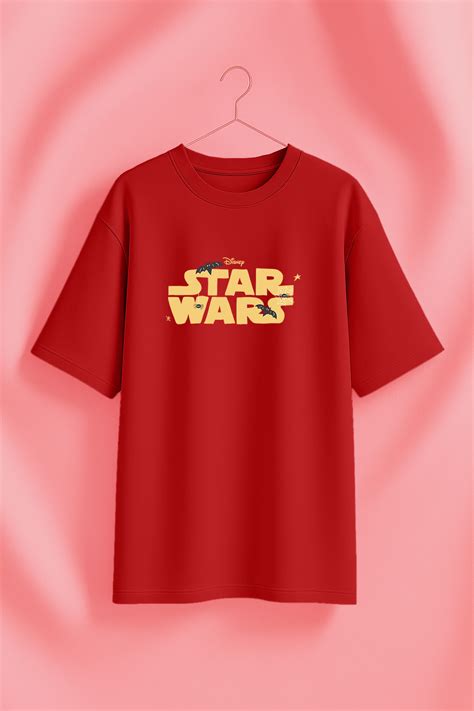 Star War Red Oversized Front Typo Graphic Printed T-Shirt – Juneberry