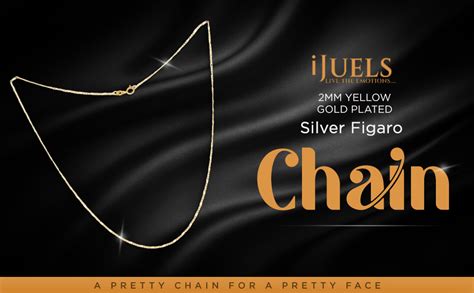 iJuels 925 Sterling Silver 2MM Yellow Gold Plated Silver Figaro Chain ...