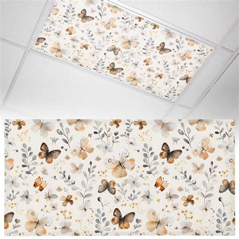 1 Pack Vintage Watercolor Fluorescent Light Covers for Ceiling Lights ...