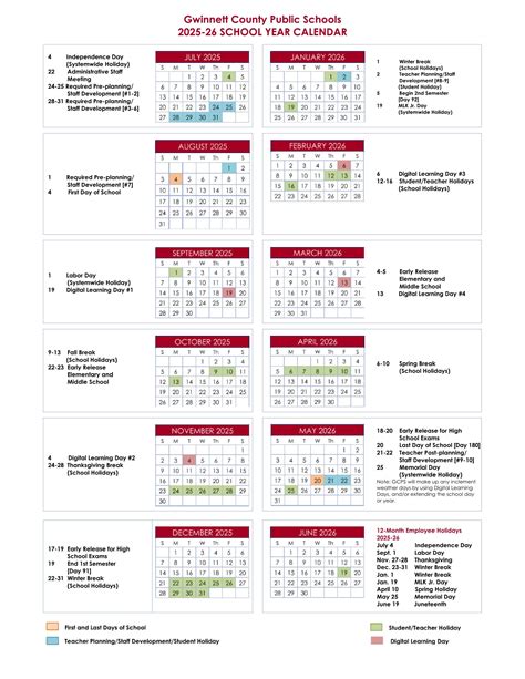 Gwinnett GCPS county School Calendar 25-26 [Revised] - EduCounty