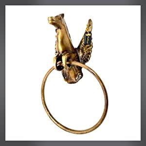 Two Moustaches Flying Angel Horse Design Brass Towel Hanger, Brass ...