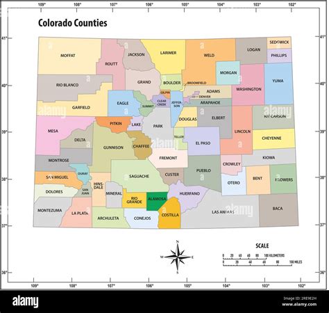 Colorado State County Map Map Of Colorado State Hi Res Stock