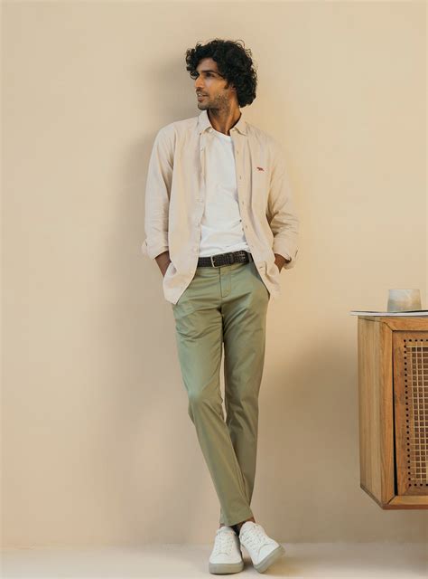 Buy Pear Chino | Casual Olive Cotton Elastane Chino for Men Online ...