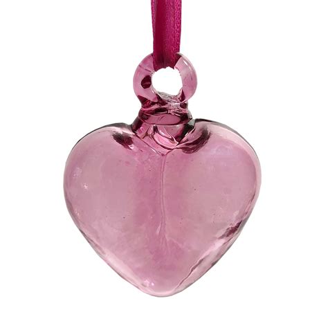 Pink Glass Heart Ornament, 3"