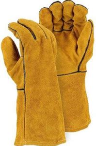 Hand safety Leather Welders Glove Golden Yellow Extreme Heat/Fire ...