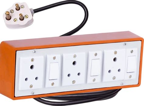 JELECTRICALS Brown (3+3) Heavy Duty Extension 6A 2 Switch & 1.5 Meter ...