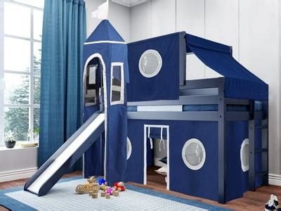JACKPOT! Castle Low Loft Bed with Slide Blue & White India | Ubuy