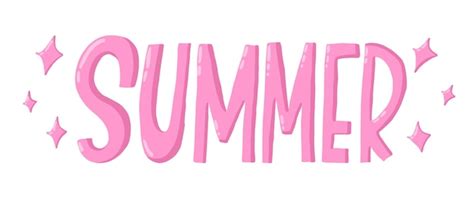 Summer pink lettering in cartoon style | Premium Vector