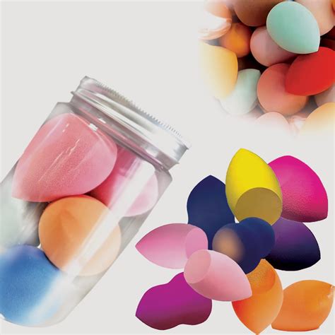 TEMPERIA (10 pcs) Beauty Blender Set with Plastic Jar - Soft Powder ...