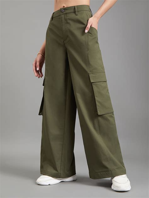 Dark Olive Polyester Cargo Pant – Go Colors India
