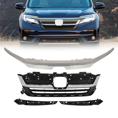 Front Bumper Grille w/ Chrome Molding Trim For 2019-2021 Honda Pilot - Walmart.com