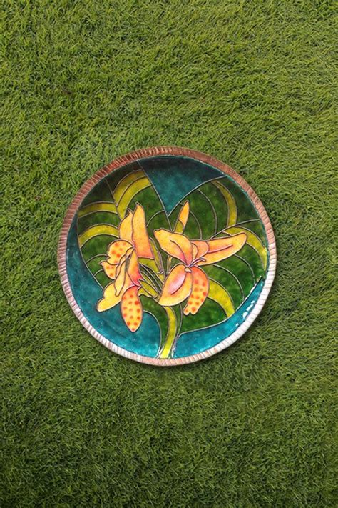 Copper Enamel Wall Plate "Gardens of Vishwakarma, Greens -Canna-S" by ...