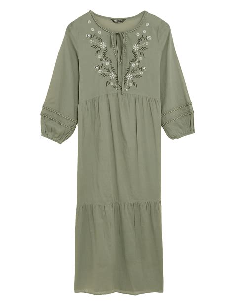 Buy Pure Cotton Embroidered Maxi Beach Dress at Marks & Spencer
