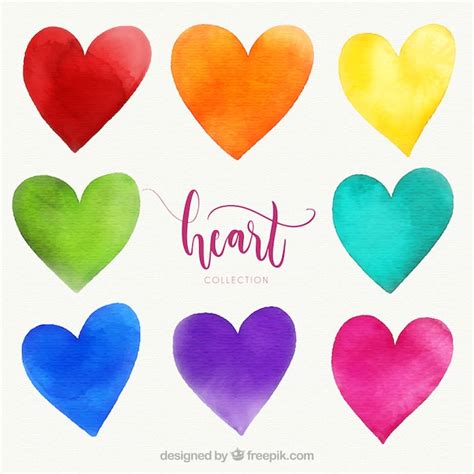 Watercolor heart collection | Free Vector