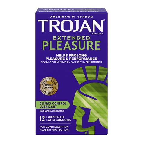 Trojan Extended Pleasure Climax Control Extended Pleasure Lubricated ...