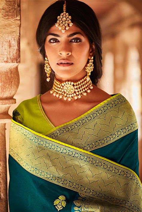 Metallic Blue Woven South Silk Saree – MOR & SONS
