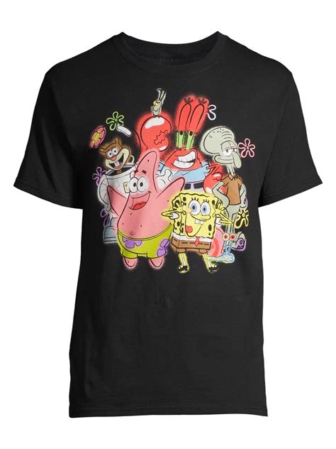 Buy SpongeBob SquarePants Airbrushed Cast Men's and Big Men's Graphic T ...