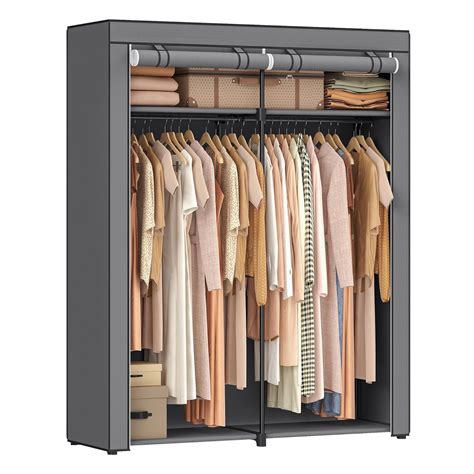 SONGMICS Closet Storage Organizer, Portable Wardrobe with Hanging Rods ...