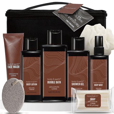 Body & Earth Bath Gift Sets for Men, 8 Pcs Luxury Spa Gift Basket Body ...