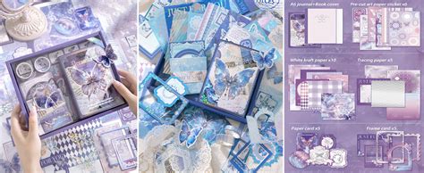 WEMOL Purple Aesthetic Vintage Scrapbook Pack Kit, DIY Art Journaling ...
