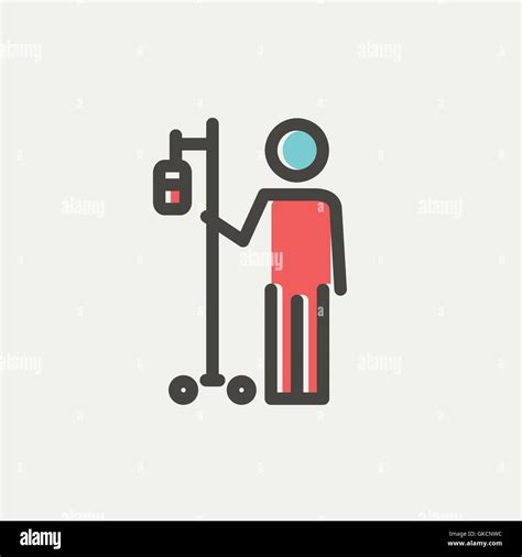 Patient standing with intravenous saline solution thin line icon Stock Vector Image & Art - Alamy