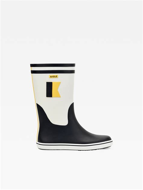 Aigle - The iconic colour-block seaside boot Blanc - Malouine color ...