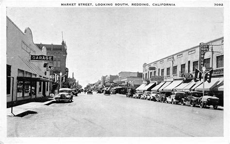 Redding California Market St., Looking S., B/W Photo Print Vintage PC ...
