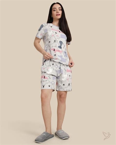 Buy Grey Women Stylish Printed Shorts Co-ord Online