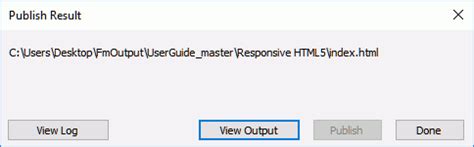Generate output using the default publish settings